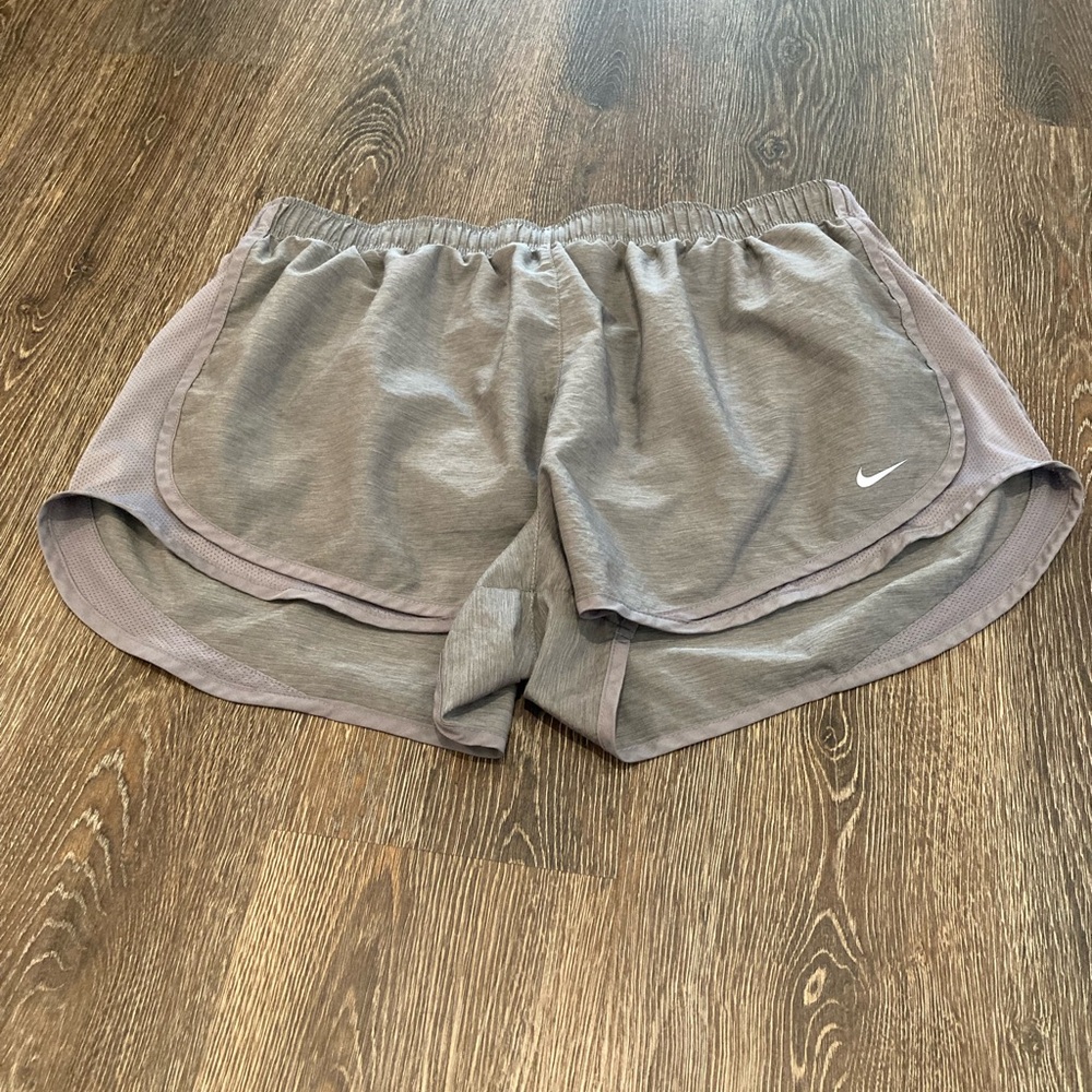 Nike Women's Athletic Shorts — Light Gray with Heathered Detail